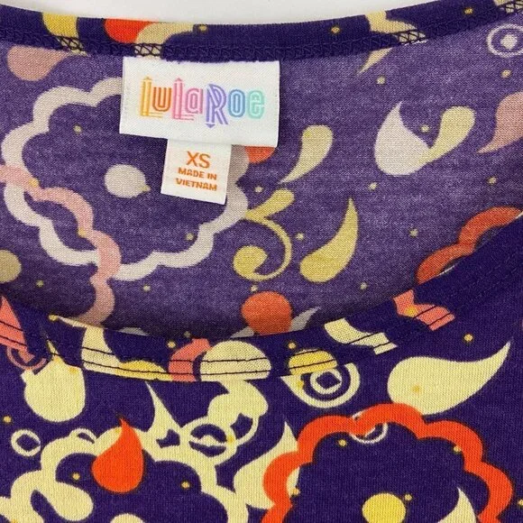 Lularoe Irma Purple Print Tunic Tee Shirt XXS - Picture 6 of 6